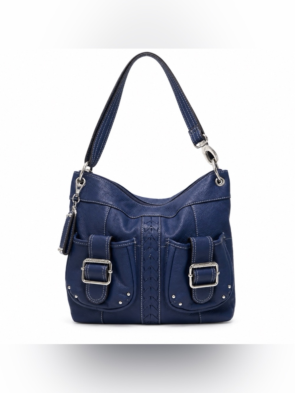 Tignanello Pebbled Leather Purse Bag Periwinkle Blue - Purple